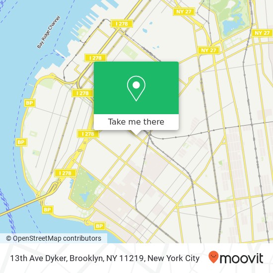 Mapa de 13th Ave Dyker, Brooklyn, NY 11219