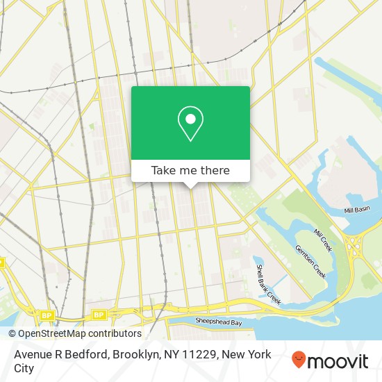 Mapa de Avenue R Bedford, Brooklyn, NY 11229