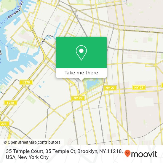 Mapa de 35 Temple Court, 35 Temple Ct, Brooklyn, NY 11218, USA