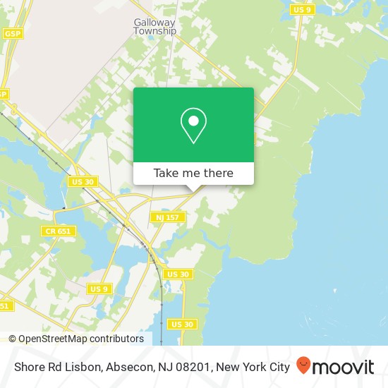 Mapa de Shore Rd Lisbon, Absecon, NJ 08201