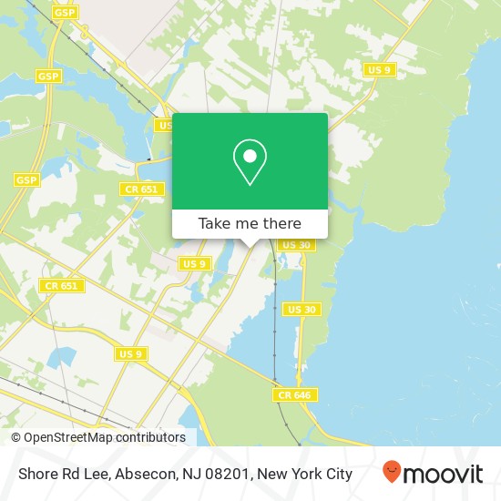 Mapa de Shore Rd Lee, Absecon, NJ 08201