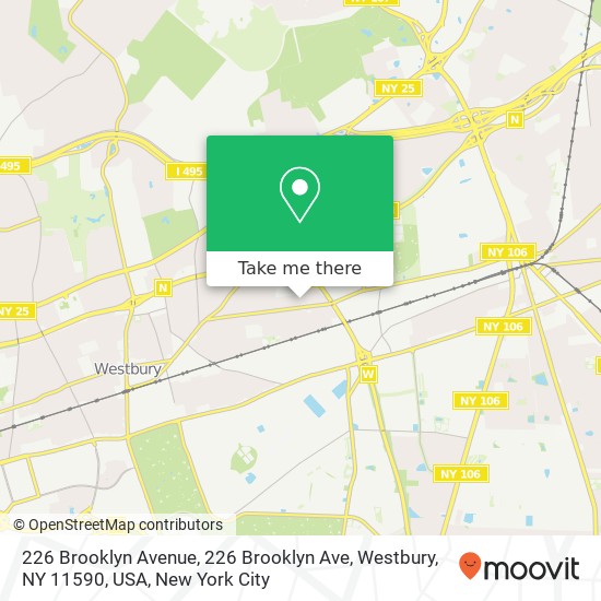 Mapa de 226 Brooklyn Avenue, 226 Brooklyn Ave, Westbury, NY 11590, USA