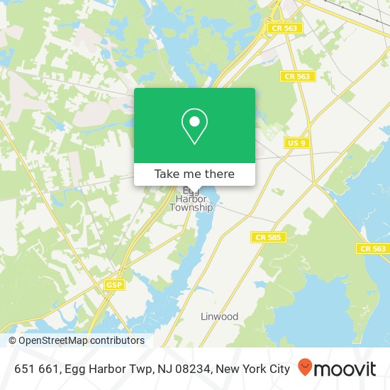 Mapa de 651 661, Egg Harbor Twp, NJ 08234