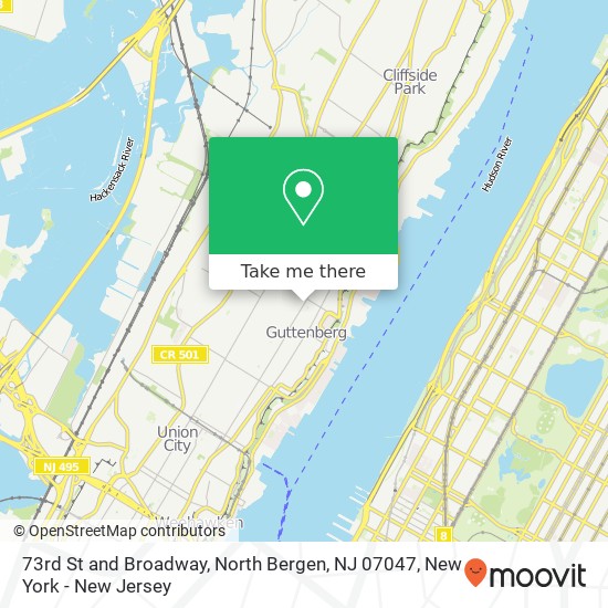 Mapa de 73rd St and Broadway, North Bergen, NJ 07047