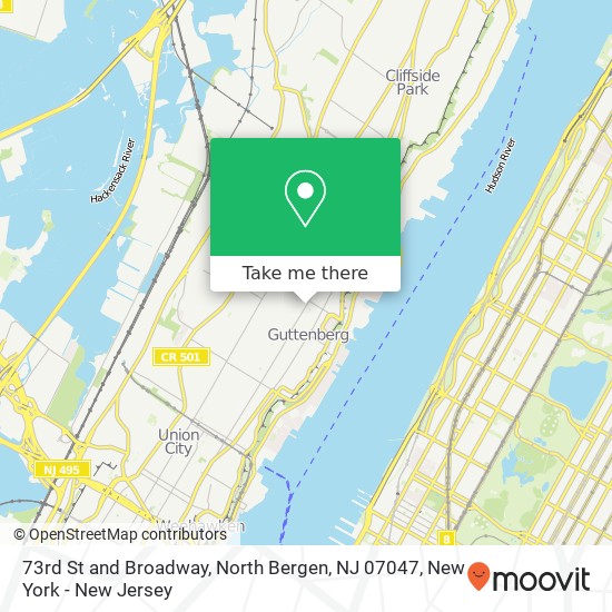 73rd St and Broadway, North Bergen, NJ 07047 map