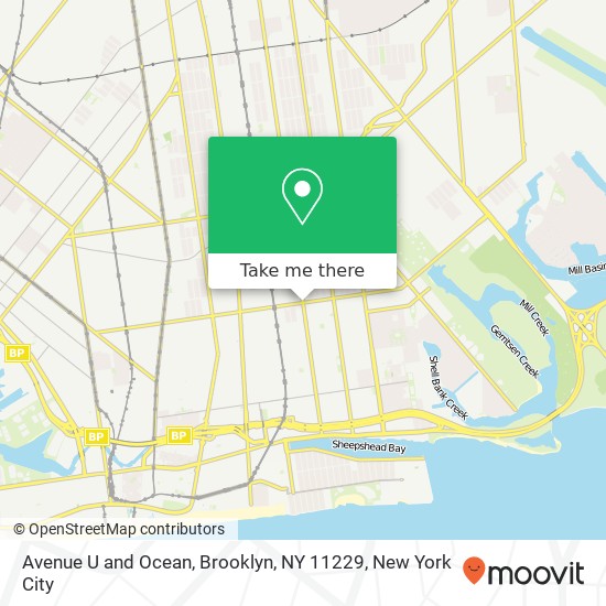 Avenue U and Ocean, Brooklyn, NY 11229 map