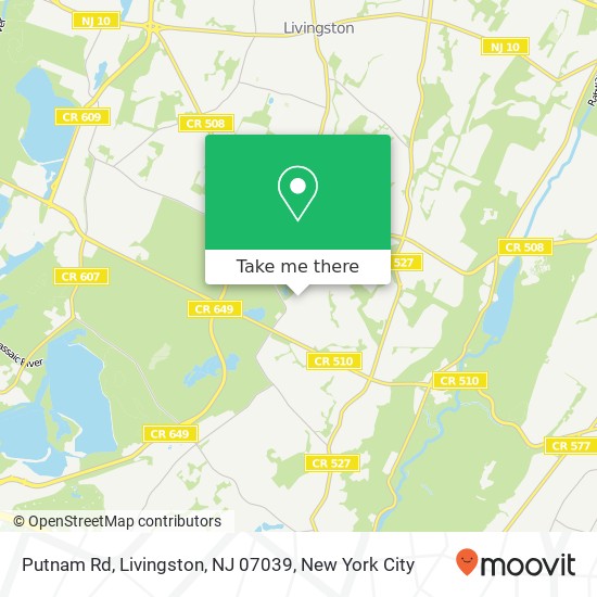 Mapa de Putnam Rd, Livingston, NJ 07039