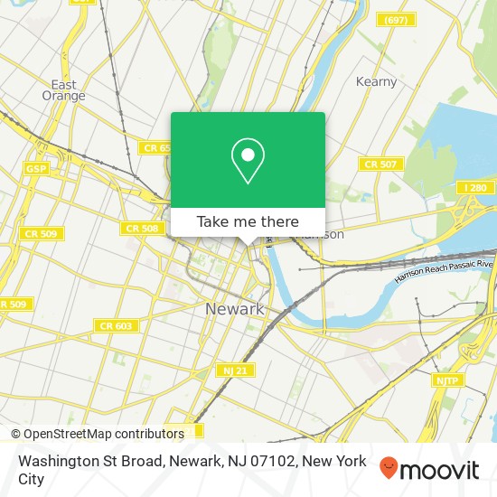 Mapa de Washington St Broad, Newark, NJ 07102