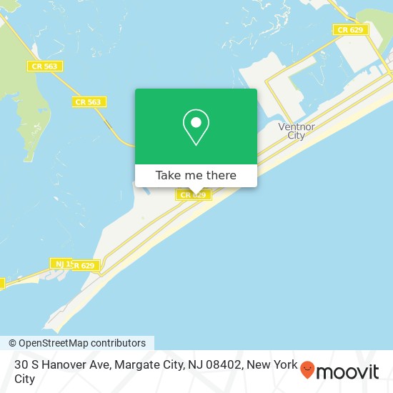 Mapa de 30 S Hanover Ave, Margate City, NJ 08402