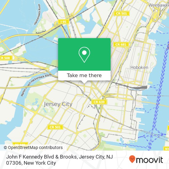 Mapa de John F Kennedy Blvd & Brooks, Jersey City, NJ 07306