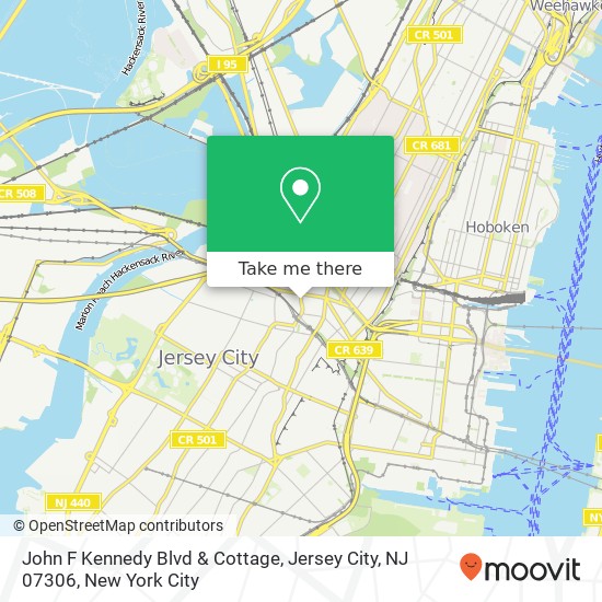 Mapa de John F Kennedy Blvd & Cottage, Jersey City, NJ 07306