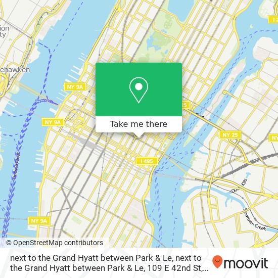 Mapa de next to the Grand Hyatt between Park & Le, next to the Grand Hyatt between Park & Le, 109 E 42nd St, New York, NY 10017, USA