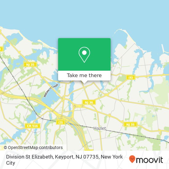 Mapa de Division St Elizabeth, Keyport, NJ 07735