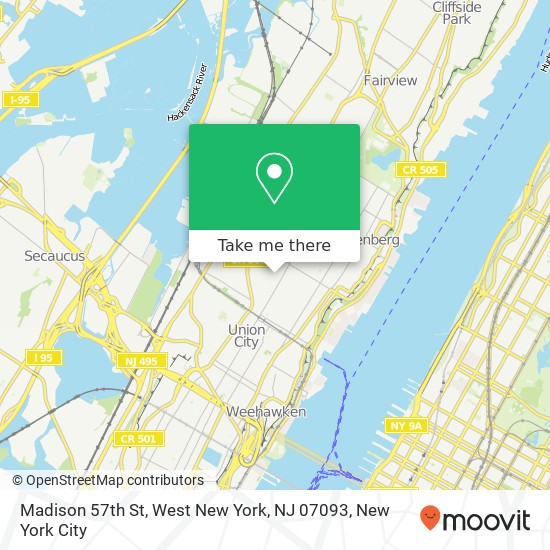 Madison 57th St, West New York, NJ 07093 map