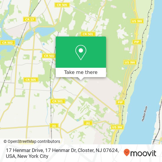 Mapa de 17 Henmar Drive, 17 Henmar Dr, Closter, NJ 07624, USA