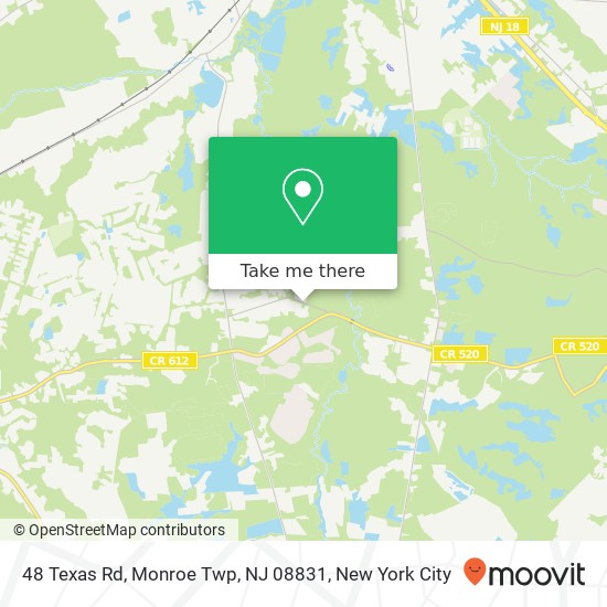 Mapa de 48 Texas Rd, Monroe Twp, NJ 08831