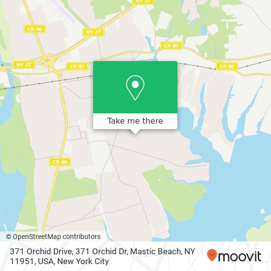 Mapa de 371 Orchid Drive, 371 Orchid Dr, Mastic Beach, NY 11951, USA