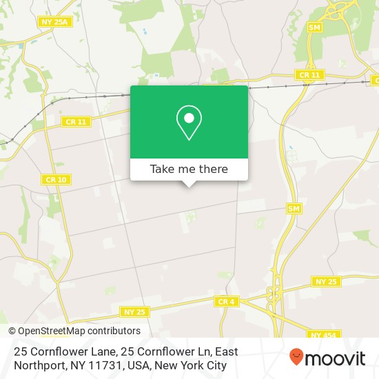 Mapa de 25 Cornflower Lane, 25 Cornflower Ln, East Northport, NY 11731, USA