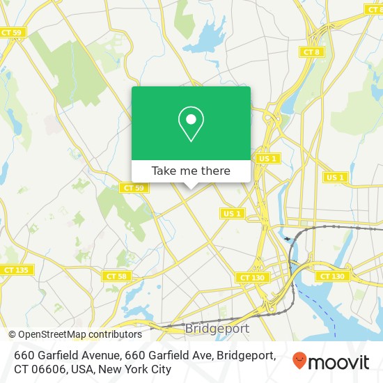 Mapa de 660 Garfield Avenue, 660 Garfield Ave, Bridgeport, CT 06606, USA