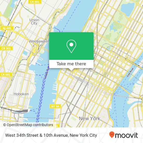 Mapa de West 34th Street & 10th Avenue
