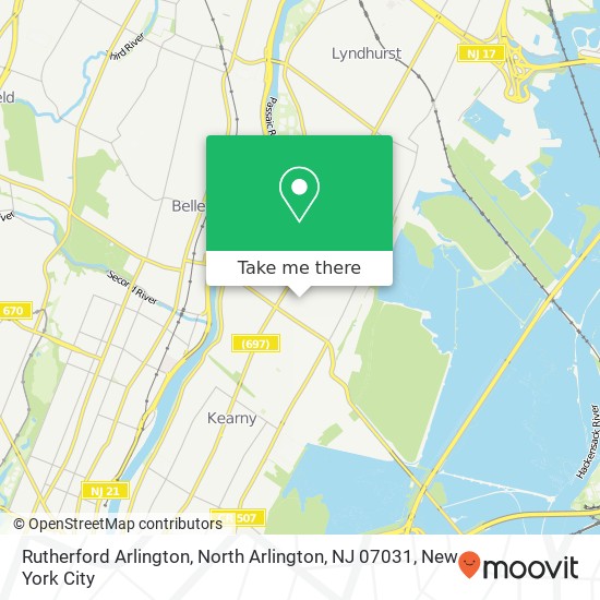 Rutherford Arlington, North Arlington, NJ 07031 map