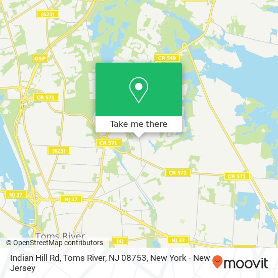 Mapa de Indian Hill Rd, Toms River, NJ 08753