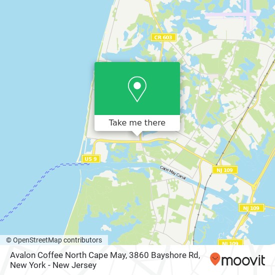 Mapa de Avalon Coffee North Cape May, 3860 Bayshore Rd