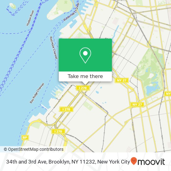 Mapa de 34th and 3rd Ave, Brooklyn, NY 11232