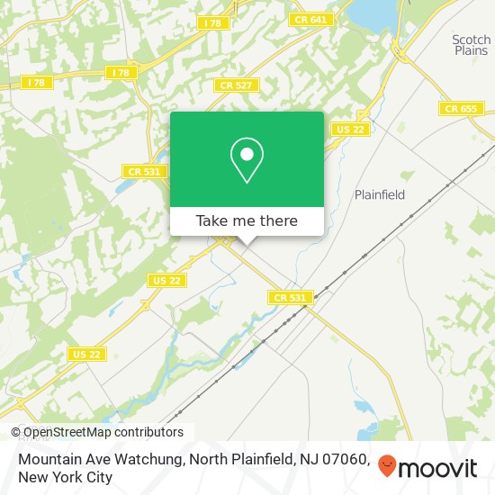 Mapa de Mountain Ave Watchung, North Plainfield, NJ 07060