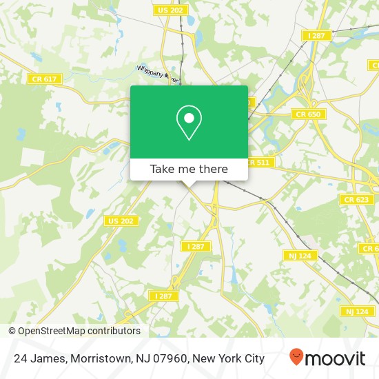 Mapa de 24 James, Morristown, NJ 07960