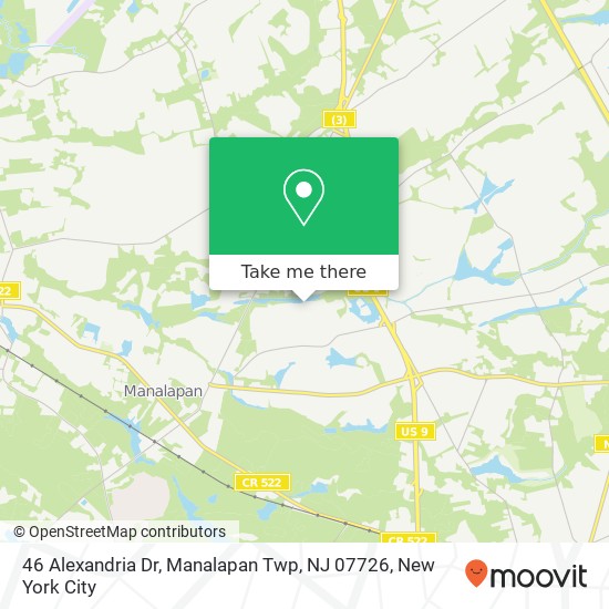 Mapa de 46 Alexandria Dr, Manalapan Twp, NJ 07726