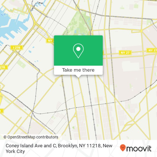 Coney Island Ave and C, Brooklyn, NY 11218 map