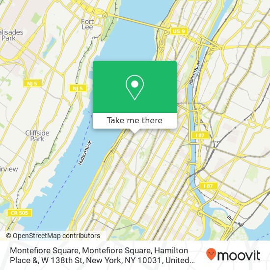 Mapa de Montefiore Square, Montefiore Square, Hamilton Place &, W 138th St, New York, NY 10031, United States