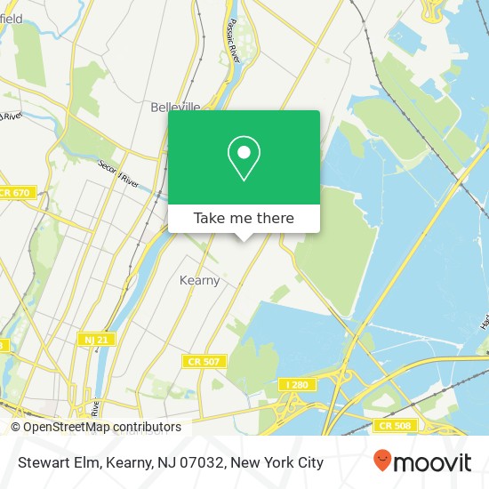 Mapa de Stewart Elm, Kearny, NJ 07032