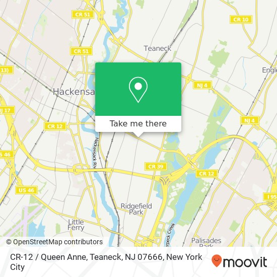 Mapa de CR-12 / Queen Anne, Teaneck, NJ 07666