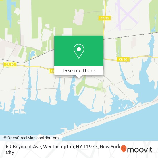 Mapa de 69 Baycrest Ave, Westhampton, NY 11977
