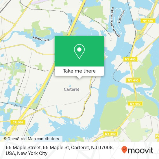 Mapa de 66 Maple Street, 66 Maple St, Carteret, NJ 07008, USA