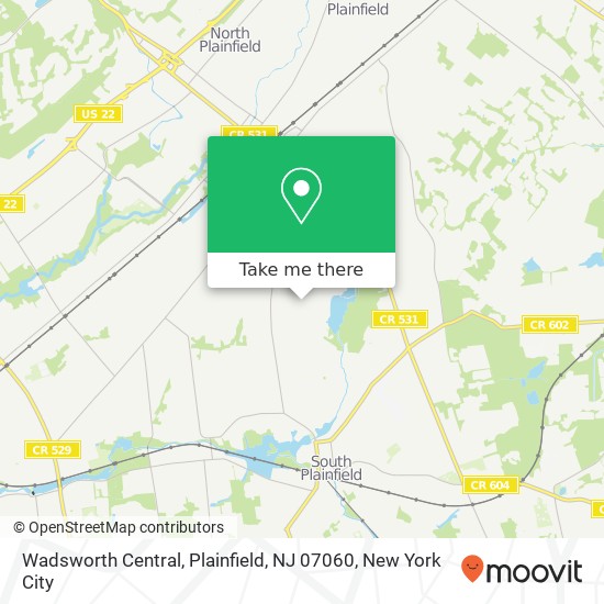 Mapa de Wadsworth Central, Plainfield, NJ 07060