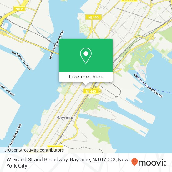 W Grand St and Broadway, Bayonne, NJ 07002 map