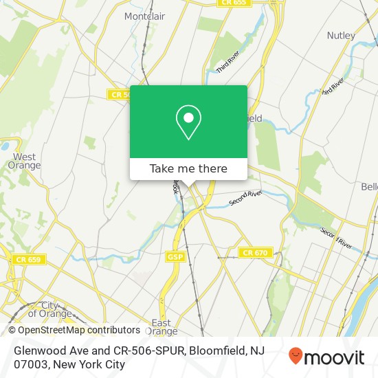 Mapa de Glenwood Ave and CR-506-SPUR, Bloomfield, NJ 07003