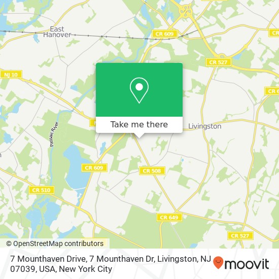 Mapa de 7 Mounthaven Drive, 7 Mounthaven Dr, Livingston, NJ 07039, USA