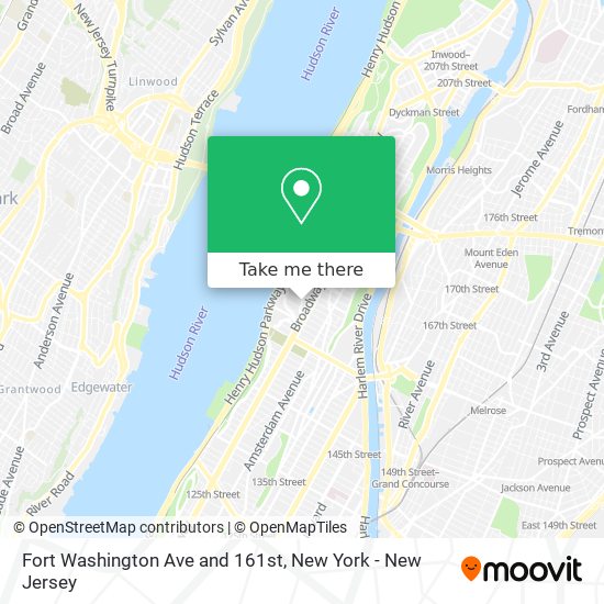 Fort Washington Ave and 161st map