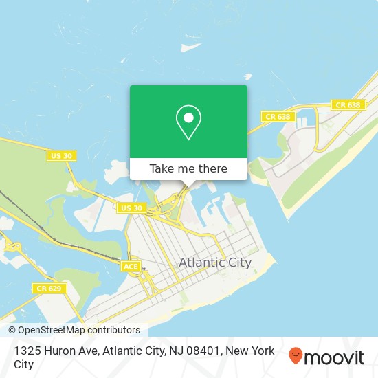 Mapa de 1325 Huron Ave, Atlantic City, NJ 08401