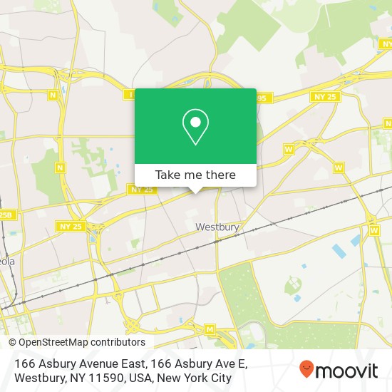 Mapa de 166 Asbury Avenue East, 166 Asbury Ave E, Westbury, NY 11590, USA