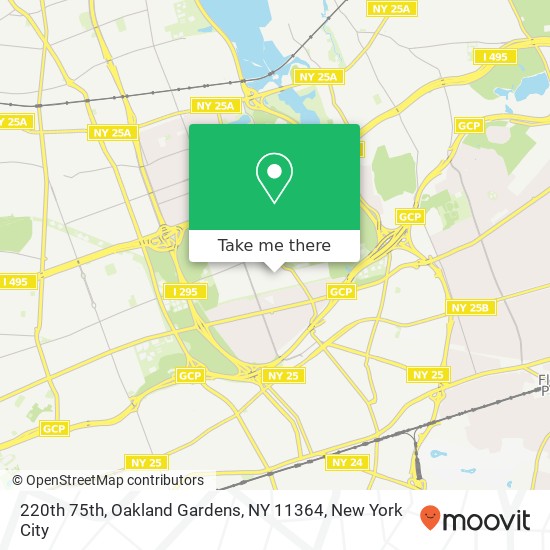 Mapa de 220th 75th, Oakland Gardens, NY 11364