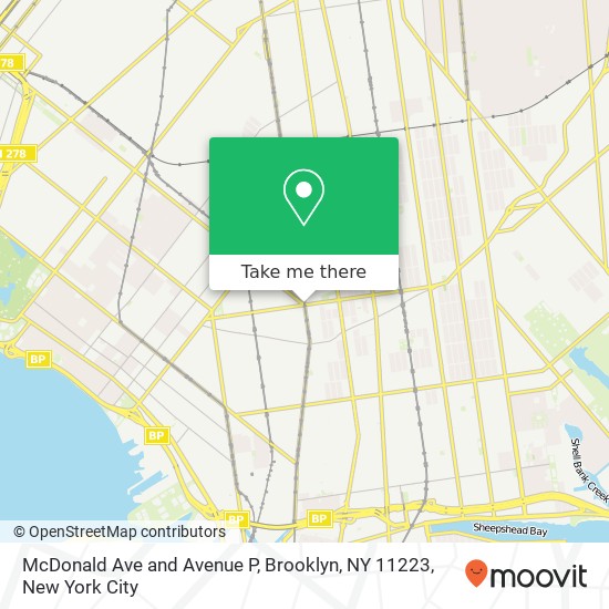 McDonald Ave and Avenue P, Brooklyn, NY 11223 map