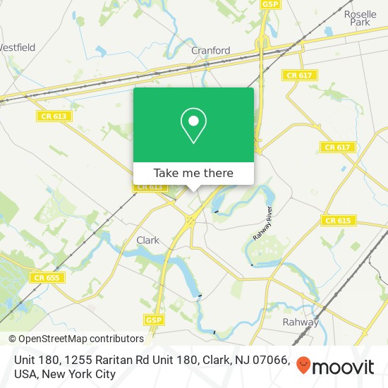 Mapa de Unit 180, 1255 Raritan Rd Unit 180, Clark, NJ 07066, USA