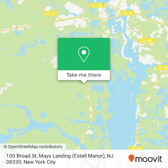 Mapa de 100 Broad St, Mays Landing (Estell Manor), NJ 08330