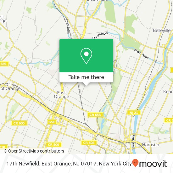 17th Newfield, East Orange, NJ 07017 map