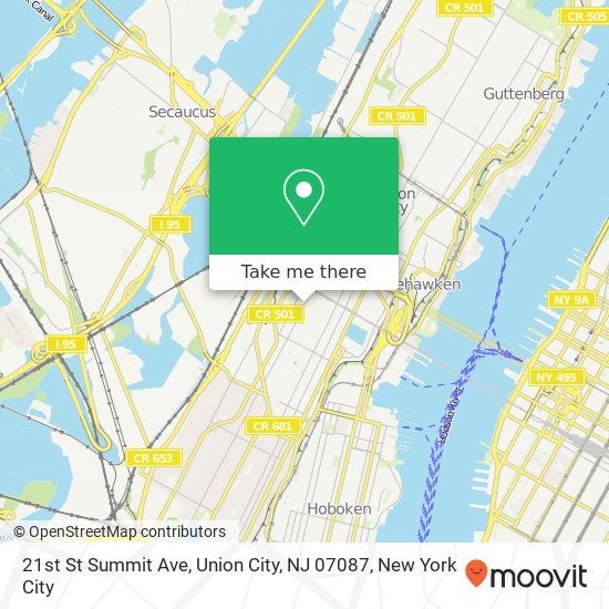 Mapa de 21st St Summit Ave, Union City, NJ 07087